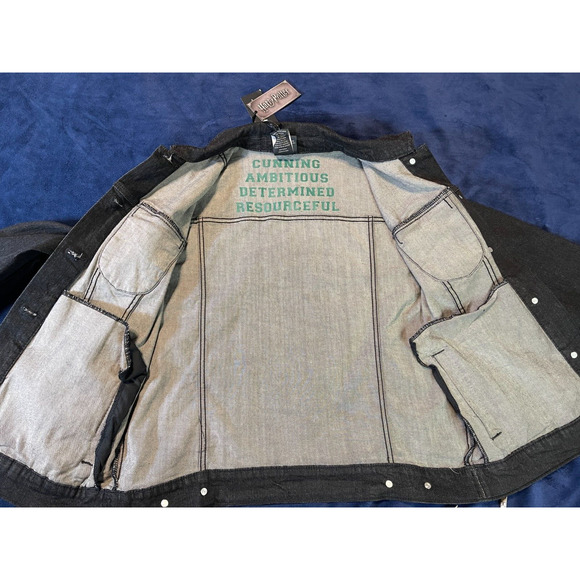 Harry Potter Slytherin Sz M Denim Jean Jacket Dark Gray/Black Hot Topic NEW - Picture 6 of 15
